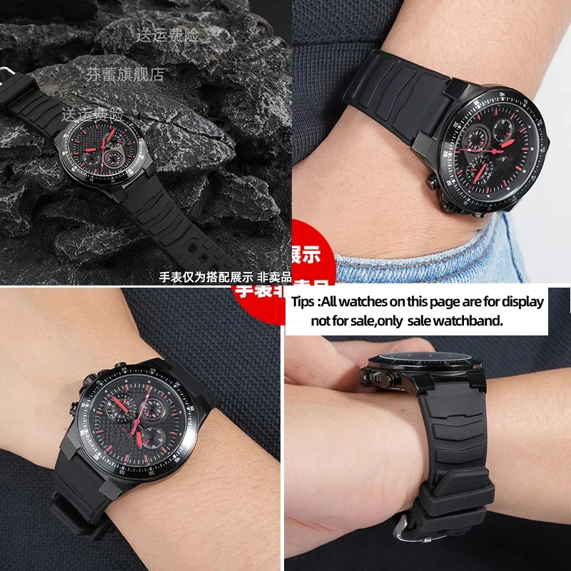 waterproof Silica gel For Casio EDIFICE EF-552 Watchband With Special Flange Watch Chain Accessory 20mm Black With Men's strap