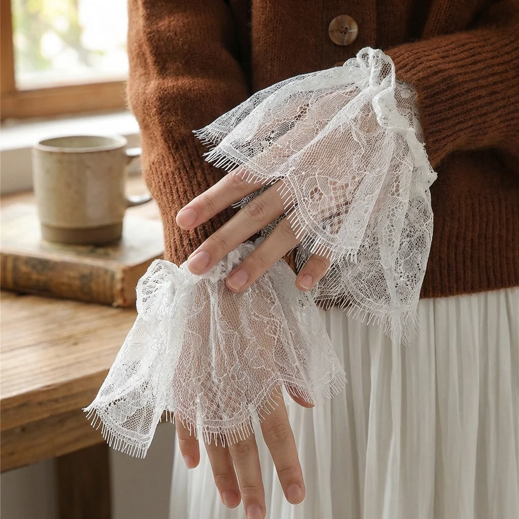 

New Fashion All-match Ruffle Fake Sleeve Lolita Pleated False Cuffs Sun Protection Sweater Cuffs Wedding Dress Accessories