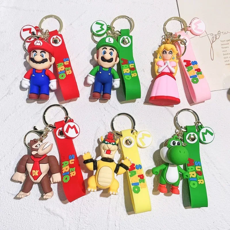 Super Mario Key Circle Cartoon Keychain Red Key Pendant Cute Doll Car Key Chain for Students Childrens Holiday Party Fine Gifts