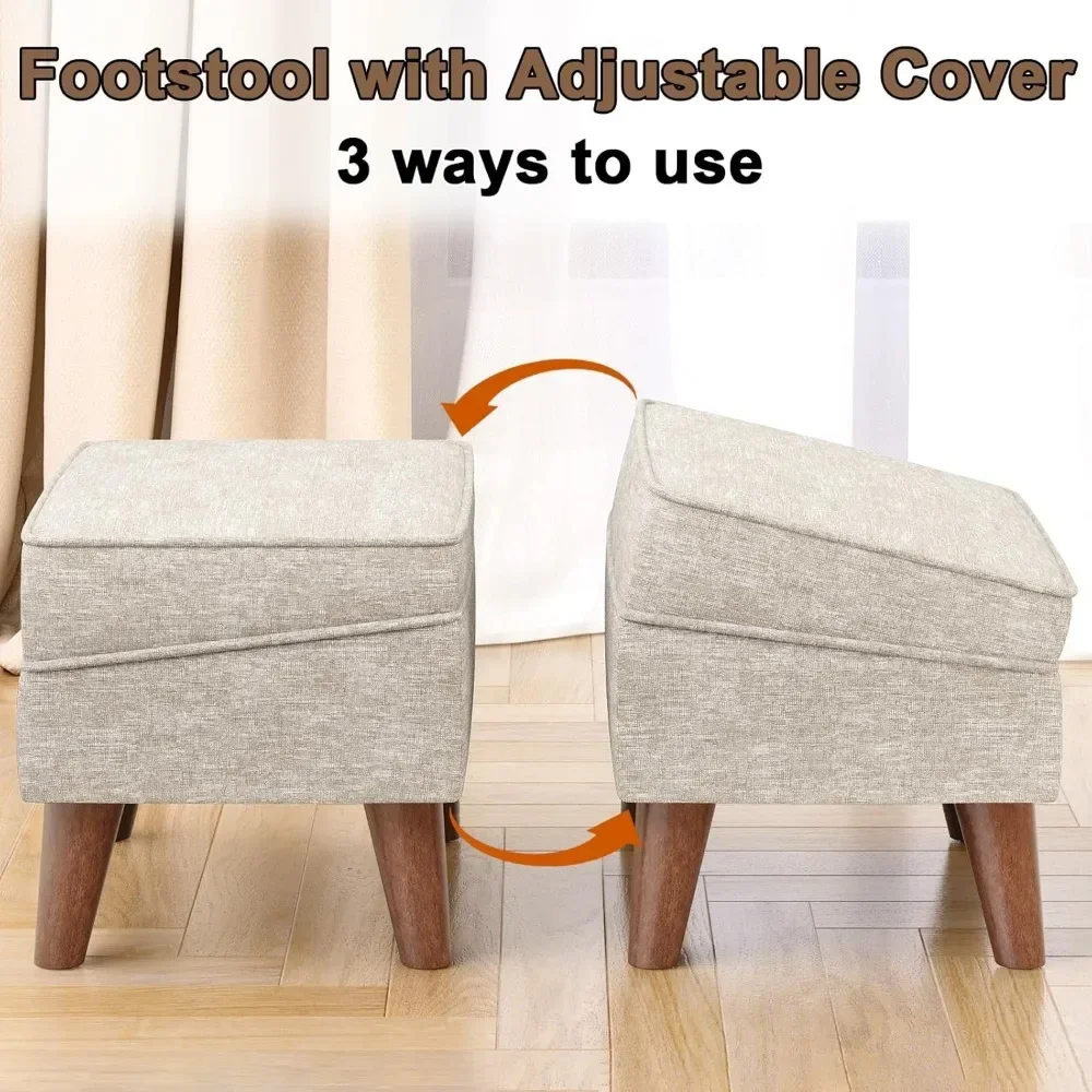 Footrest, footstool with adjustable cover, modern footstool, footstool with storage space, suitable for living room, bedroom