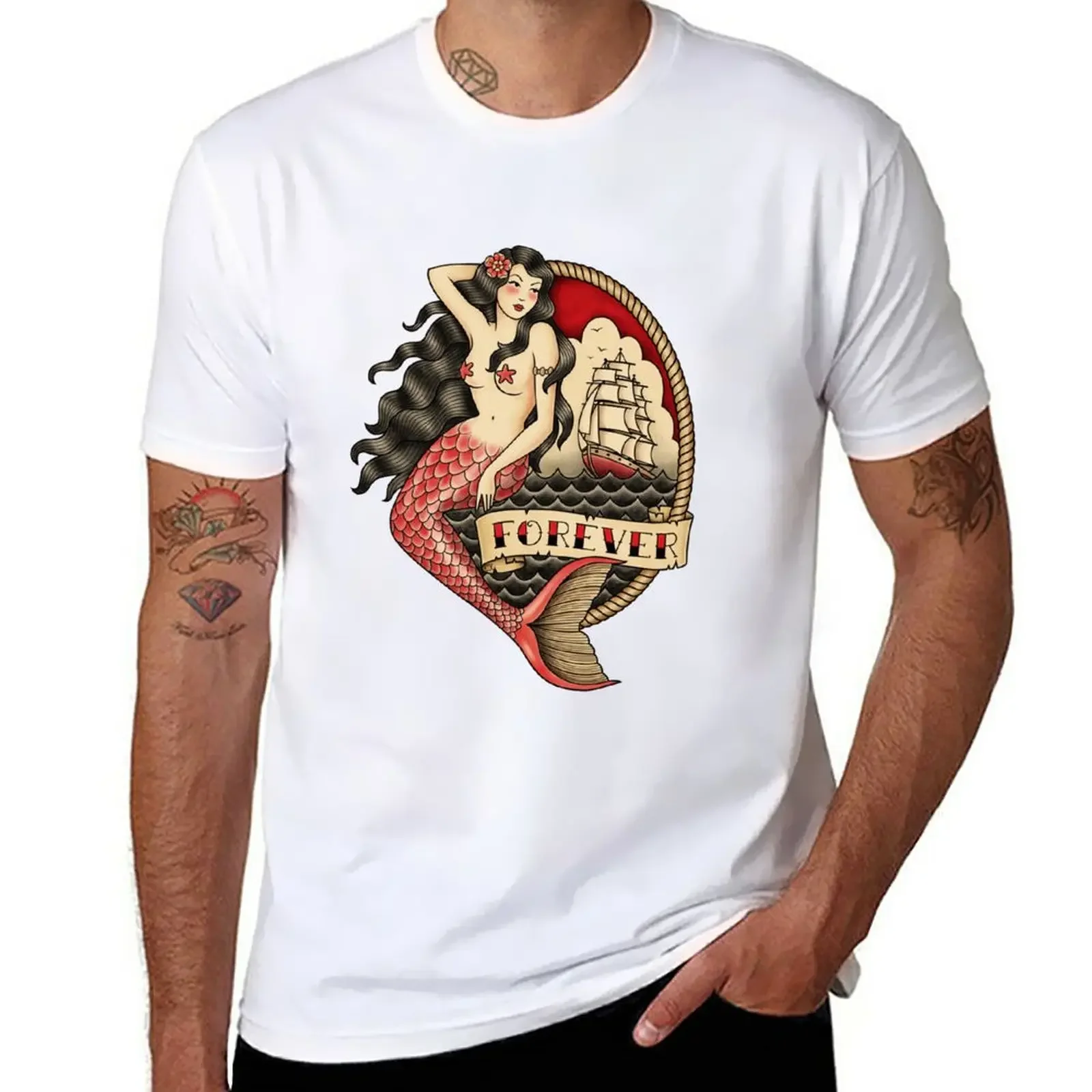 Mermaid Tattoo T-Shirt blanks customs design your own mens t shirt