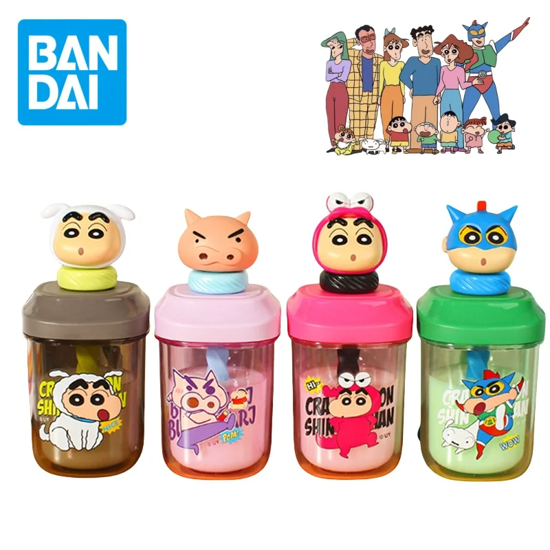 

500ml MINISO Crayon Shin-chan 3D Big Head Doll Multifunctional Straw Blender Cup Milk Oats Cold Drink Coffee Cup Gifts for Girls