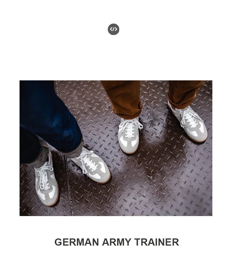 Maden Vintage Patchwork German Trainer Sneakers Unisex Summer Sports Casual Shoes Split Leather Lace-up Outdoor Flat Shoes