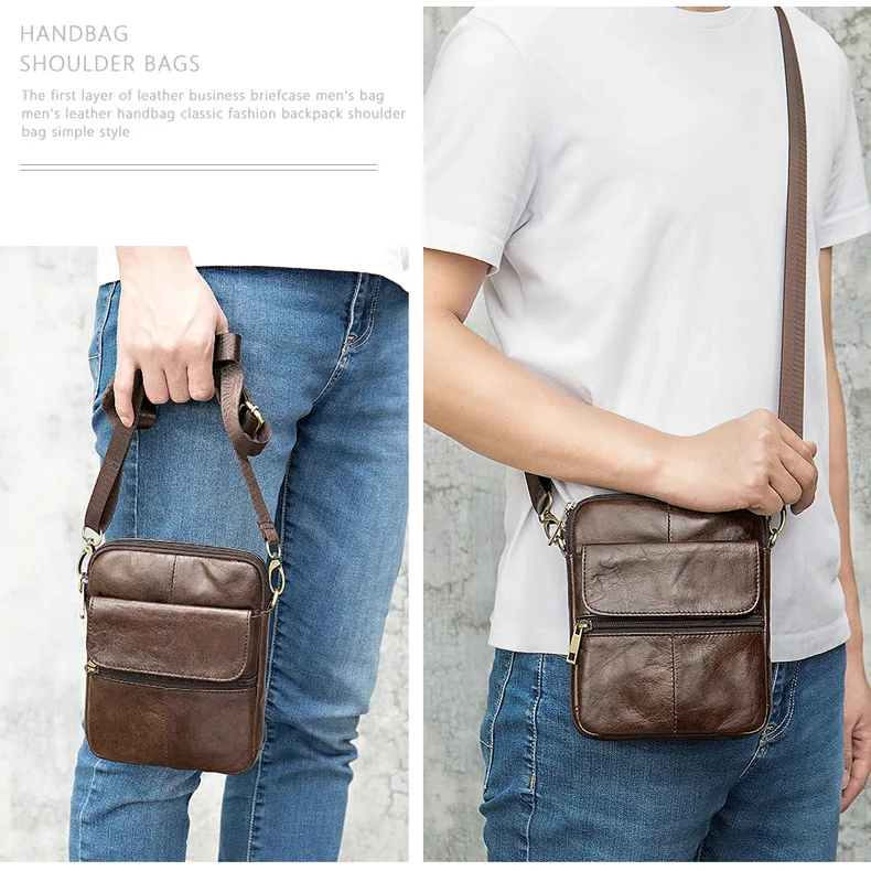 Casual men\'s bags Leather Small Shoulder Bag for men male crossbody bags soft cow skin messenger bags single shoulder bag