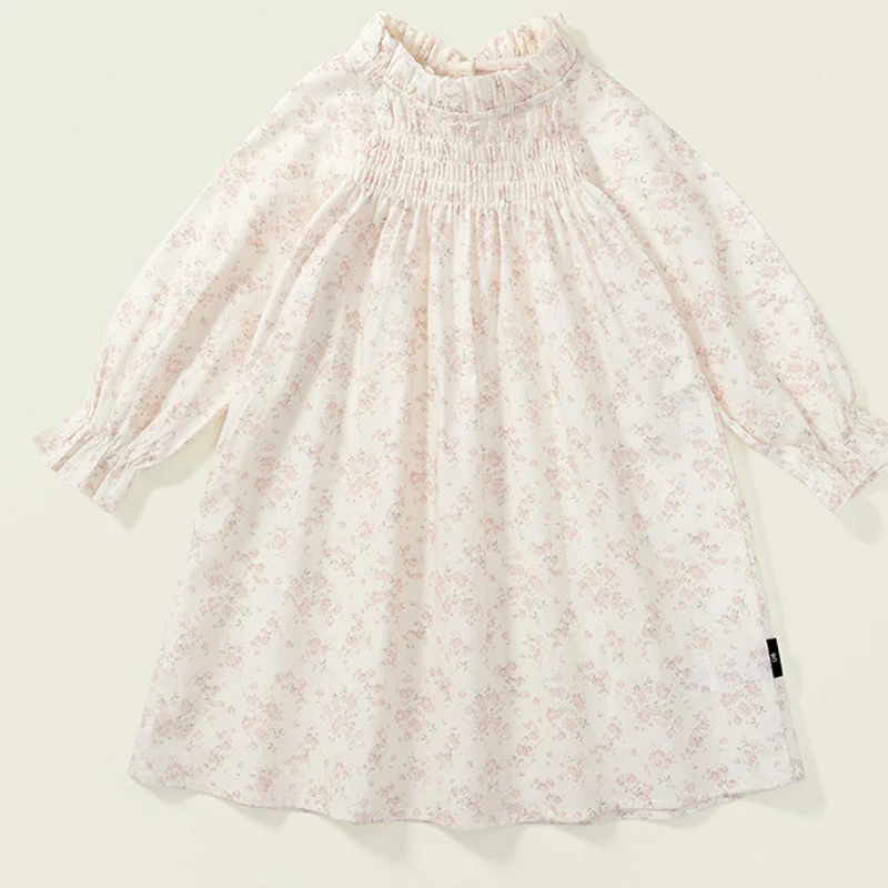 Spring Lace Dress Autumn New Small and Medium School Children\'s Dresses Countryside Style Bubble Sleeves Ladies Princess Dress