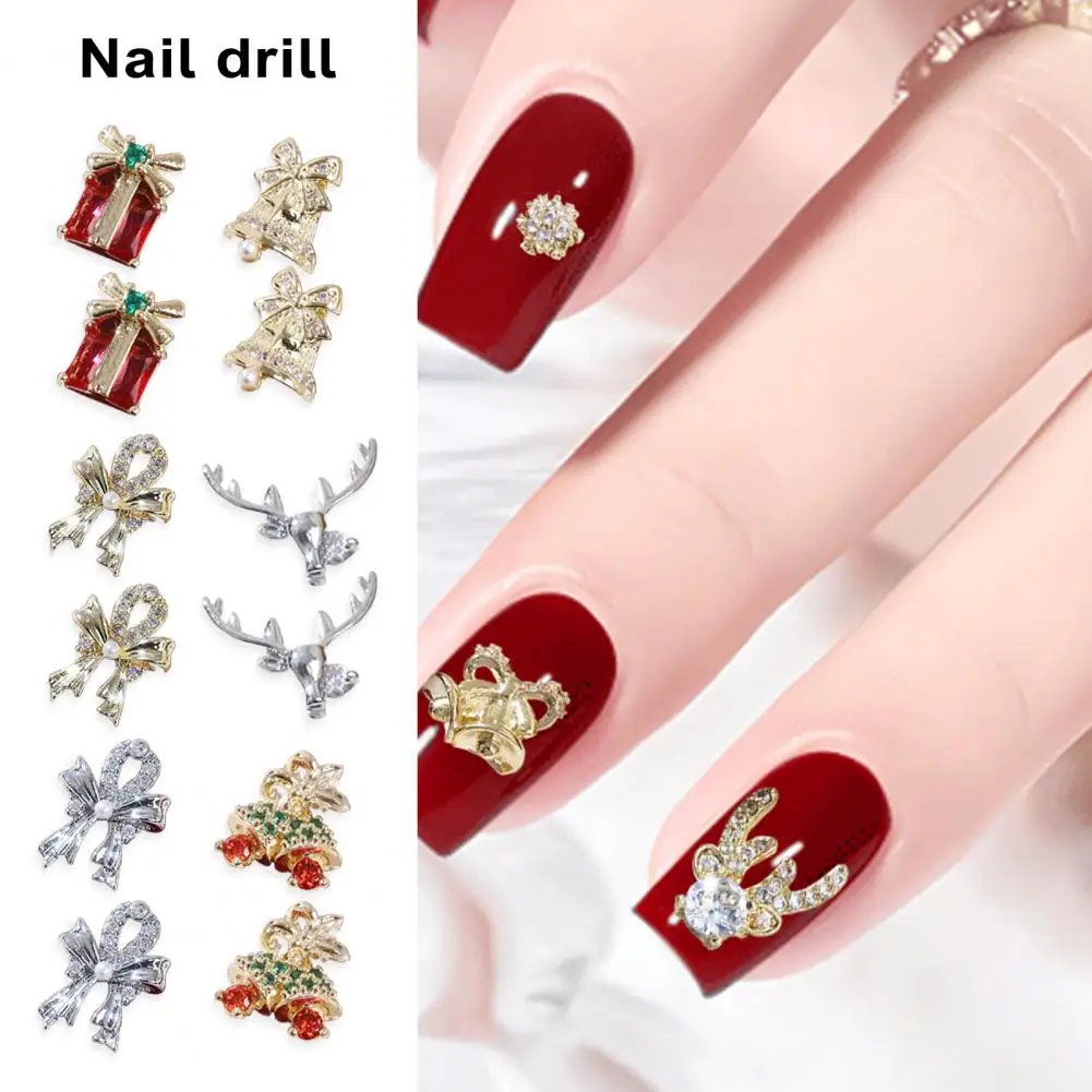 Long-lasting Zircon Nails Diy Nail Art Kit Christmas Nail Art Set with Zircon Designs Gift for Family Friends Children's