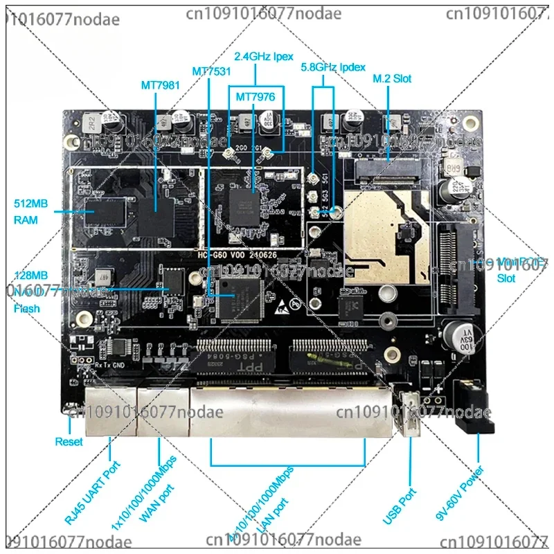 MT7981 AX3000 5G Router PCBA POE Power with M.2 Mini Pcie OpenWRT 5G 4G Router Motherboard with Dual Sim Card Slot