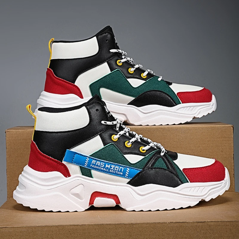 

Fashion Men's Sneakers High Top Casual Walking Shoes for Men Thick Bootton Chunky Shoes Trendy Street Style Male Leisure Shoes