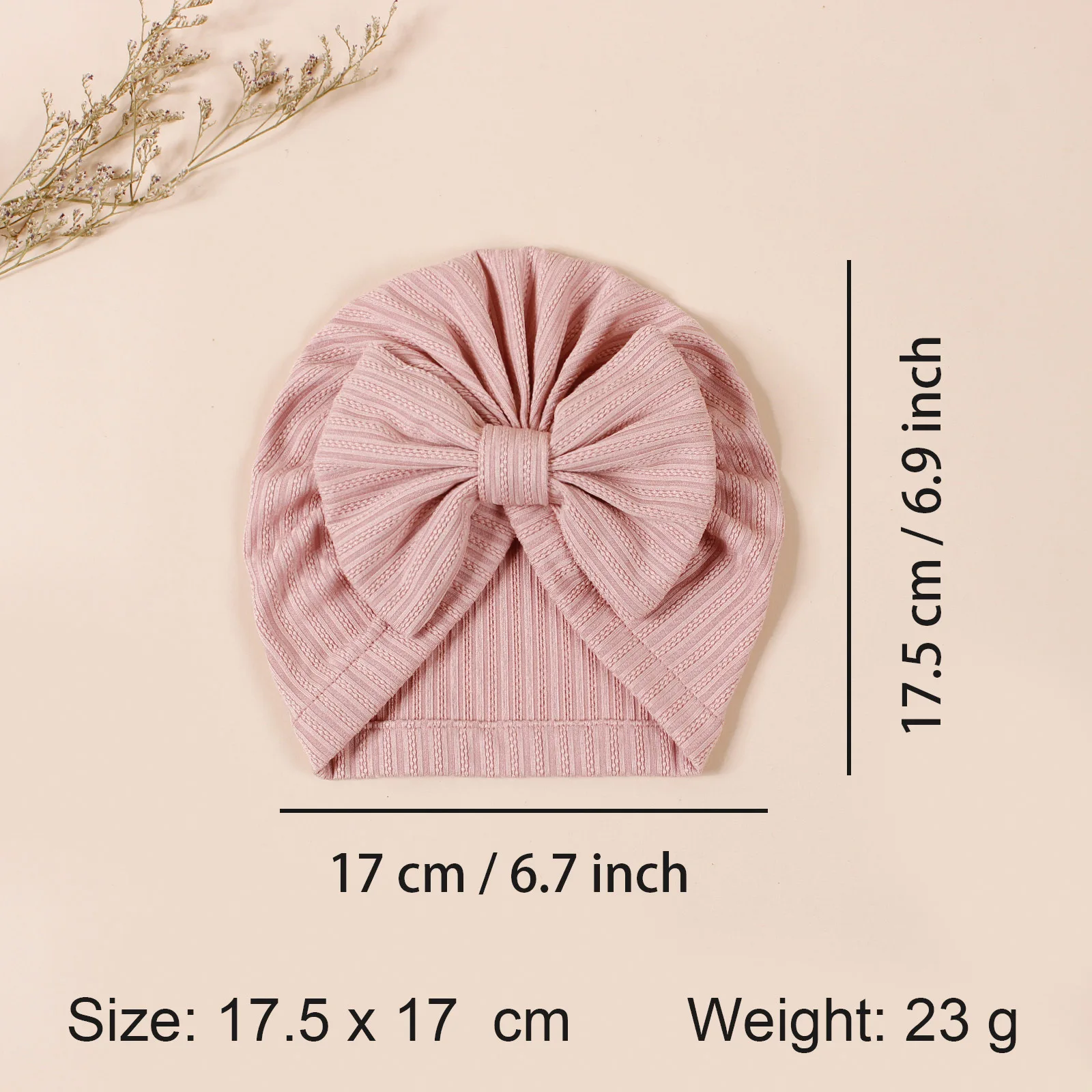 Stripe Printing Newborn Bow Bonnet Hat Infant Acrylic Soft Turban Hat Bowknot Cute Beanie for Baby Girls Spring Summer Headwrap