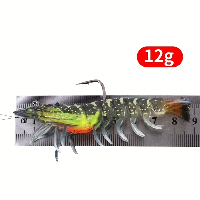 1Pcs 12g/9cm Catch More Fish with Luminous Bionic Soft Bait Prawn Fishing Lure Glow-in-the-Dark Pawn Bait