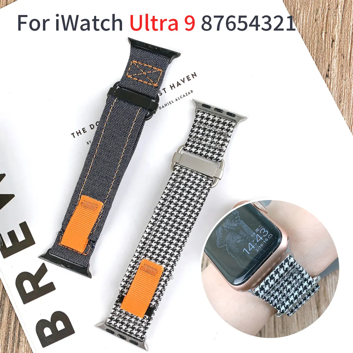 

Canvas nylon strap for Apple 42/38mm 321 49mm Ultra 44/40mm Loop strap for Iwatch model 654SE 45/41mm 987 strap