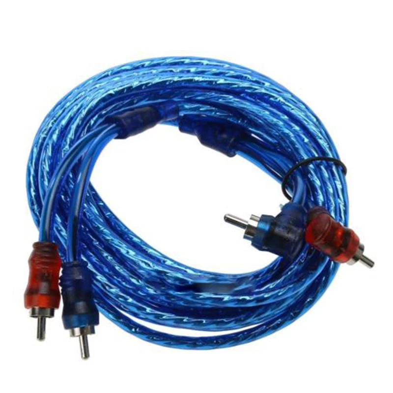 M93K-5M 2 Rca To 2 Rca Plug Car Stereo Audio Copper Cable System Amplifier Braided