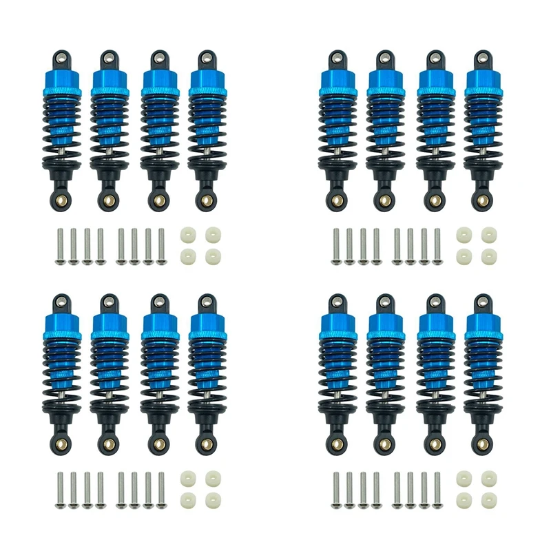 16Pcs Aluminum Alloy Shock Absorbers Damper Set For Tamiya TT-01 TT01 TT-02 TT02 1/10 RC Car Upgrade Parts,Blue