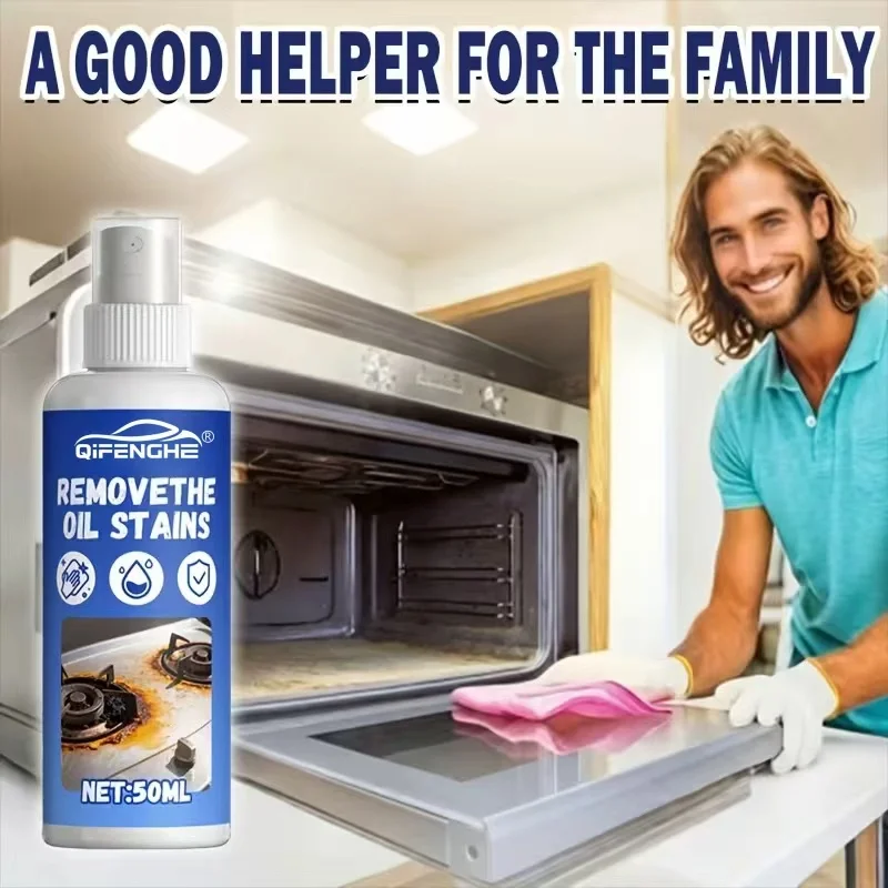 QIFENGHE 100ml Kitchen Oil Stain Remover Spray, Heavy Duty Degreaser for Stove, Cooktop & Range Hood, Quick Clean Grease & Grime