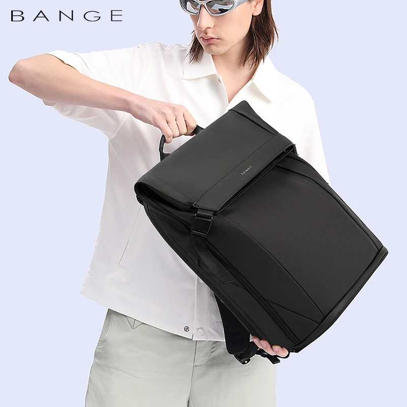 BANGE 15.6-inch laptop Men\'s business backpack waterproof multi compartment travel bag Black backpack suitable for men and women