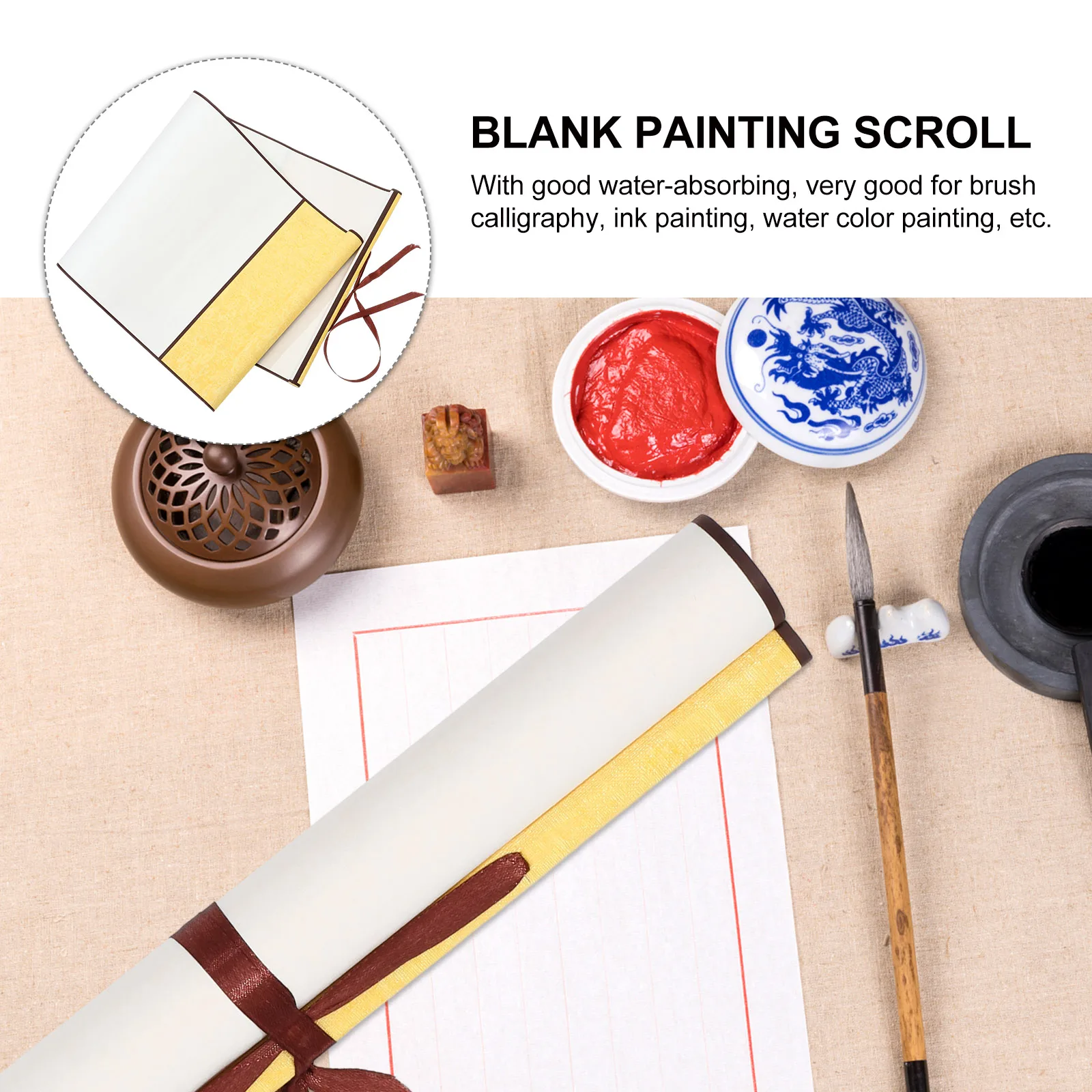 

Blank Rice Paper Hanging Scroll Chinese for Writing Xuan Calligraphy Four Treasures of The Study Kit Style Decoration