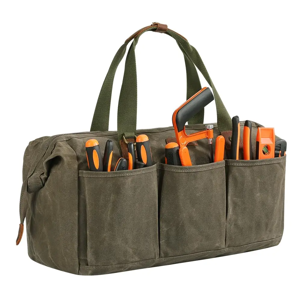 

Прочная 18-дюймовая сумка для инструментов с 12 карманами, большой органайзер для инструментов на молнии, портативный пустой ящик для инструментов для механиков и электриков