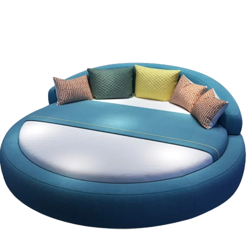 

Round Fabric Big Bed Double Simple Princess Designer Bedroom Modern Bed
