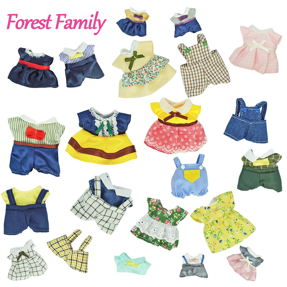 24 Styles Dress Skirt New Dollhouse Dolls Clothes Forest Family Girls Pretend Play Toys Compatible 1:12 Dollhouse Accessories