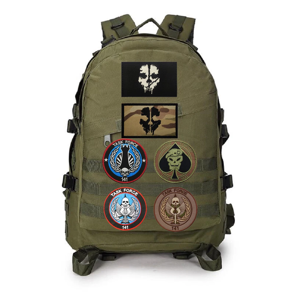 Newly Designed Embroidered Call of Duty Ghost Mask Magic Armband Bag Accessory Backpack Patches for Clothing