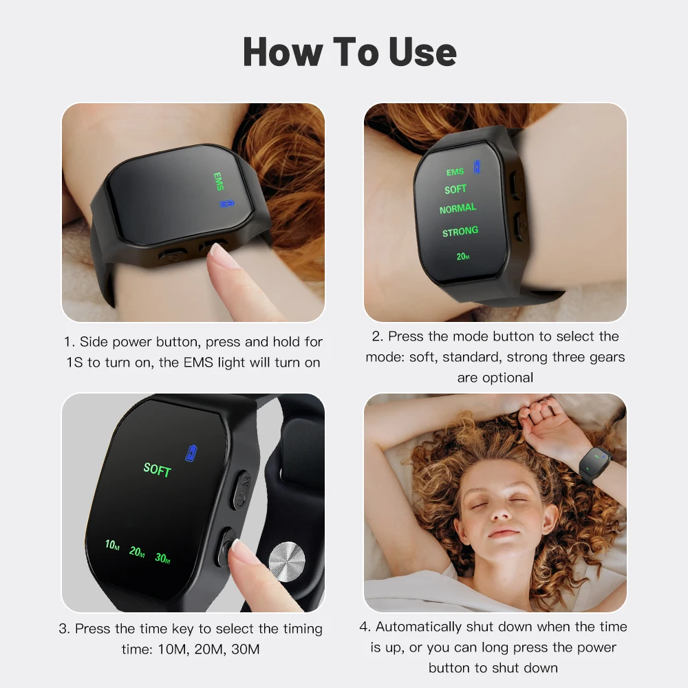 New Ems Intelligent Sleep Device Fast Sleep Rest Hypnosis Insomnia Artifact Wristband Watch Microcurrent Sleep Aid Instrument