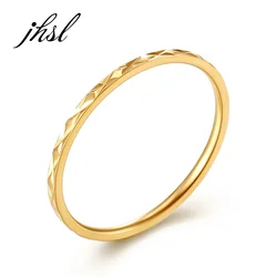 JHSL 1mm Simple Women Statement Rings Stainless Steel Rose Gold Silver Color Fashion Jewelry US Size 5 6 7 8 9 10
