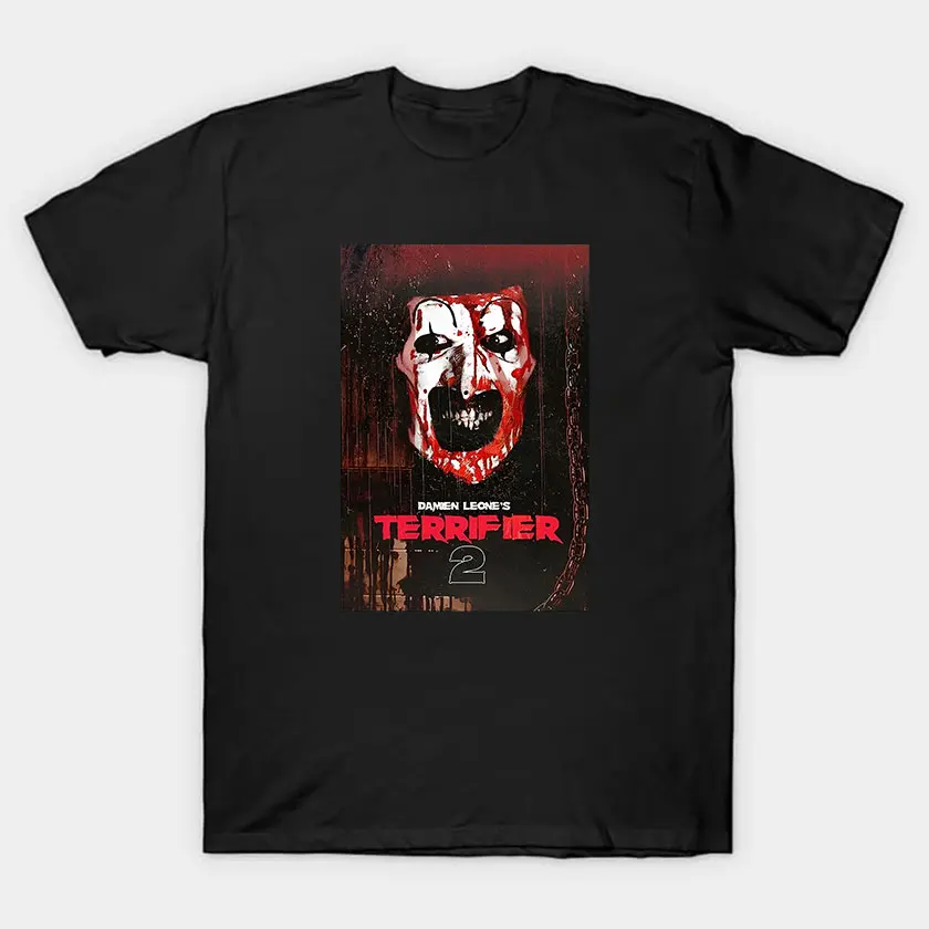 Terifier fan poster seni horor film pembunuh badut menakutkan jahat kostum halloween slasher film 100% katun dicetak t shirt untuk pria