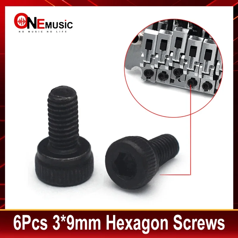 100Pcs Black Tremolo Bridge Locked String Saddles Hexagon Screws for Electric Guitar - M3*9MM