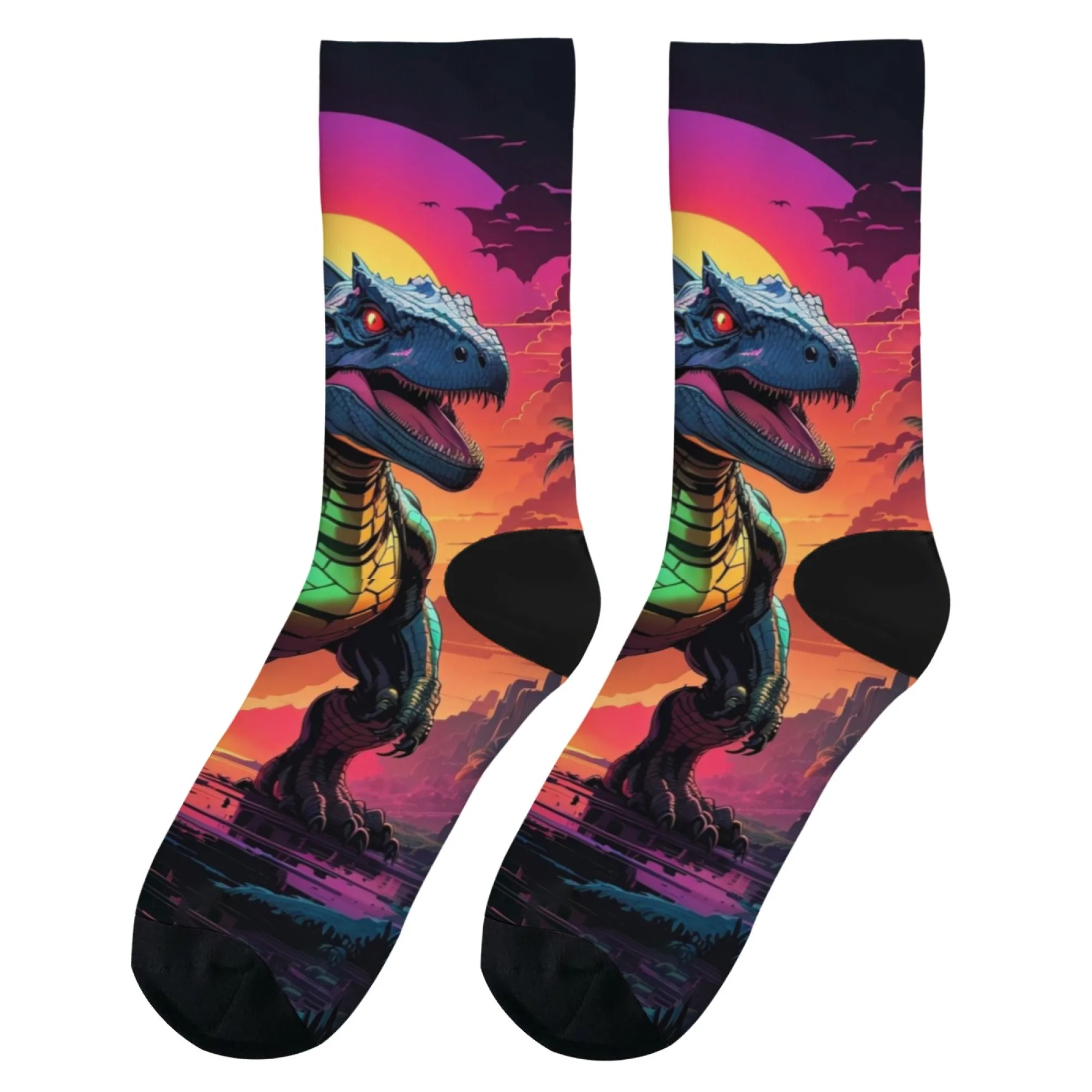 Calcetines de dinosaurio Jurásico de estilo cómico, calcetines cómodos informales de moda Retro, calcetines felices divertidos de calle Harajuku Hip Hop, regalo de vacaciones