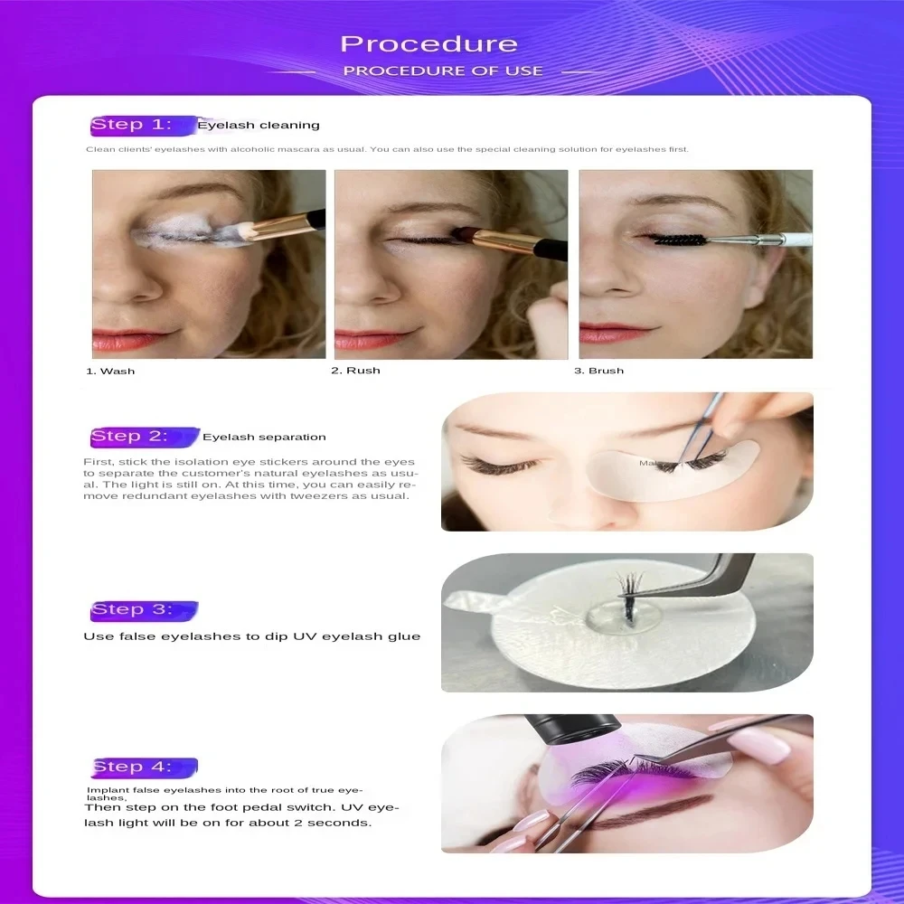 5V USB LED Purple Light UV Eyelash Beauty Nail Glue Quick Cure Lamp Eyelash Grafting Foot Switch LED Table lamp