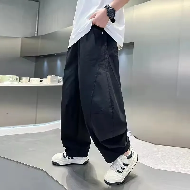 2026 Summer Kids Pants Boys High Street Ice Like Fabric Trousers Thin Sports Pants Casual Children's Clothing Kids Sweatpants
