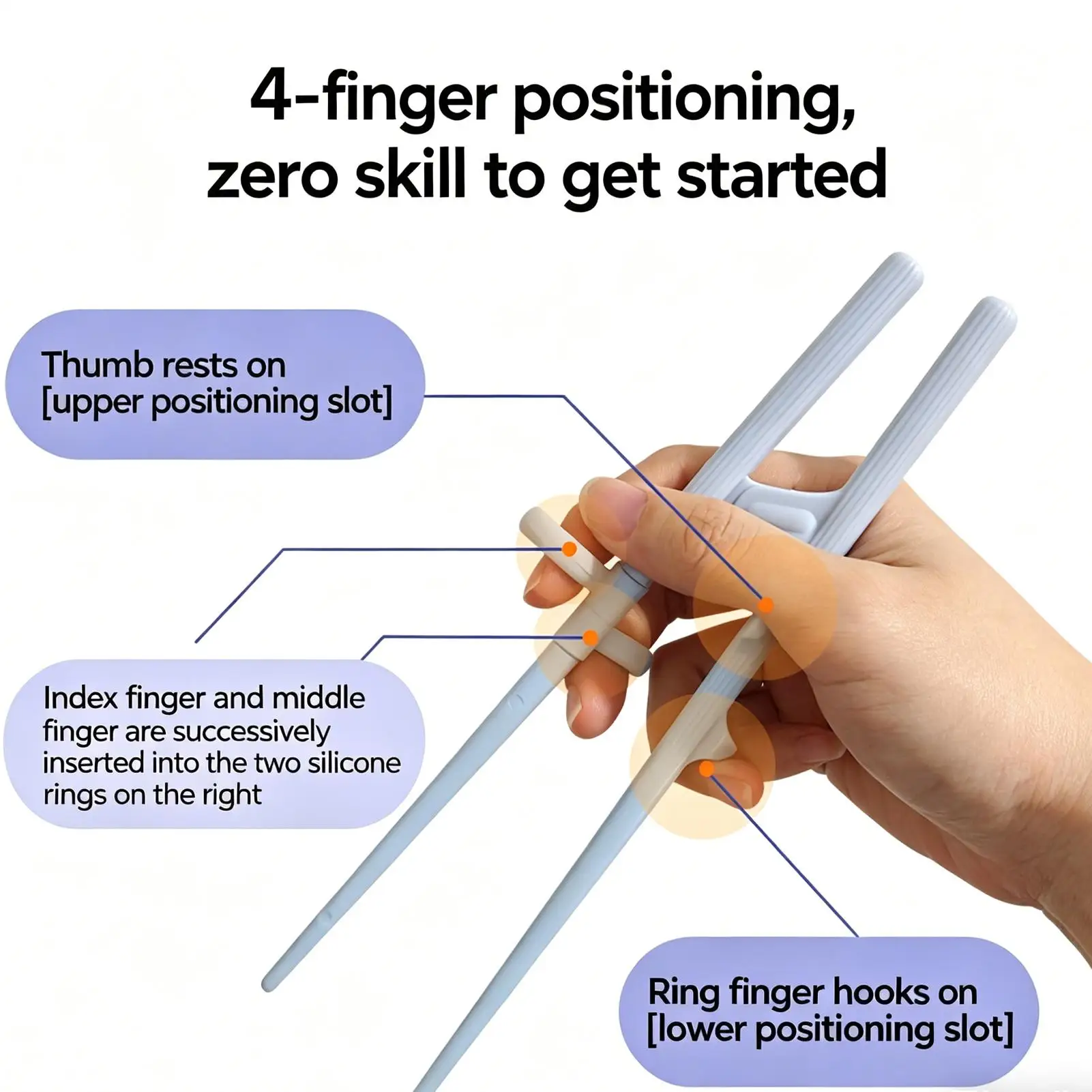 Training Chopsticks Grip Correction Ergonomic Right Hand Training Chopsticks Tool Set For 6-12 Years Old Children Boys Seniors