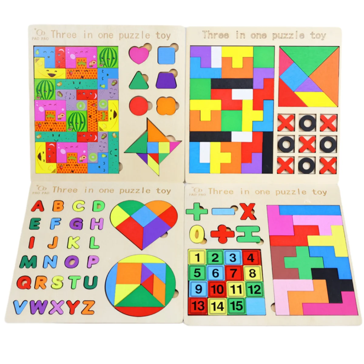 3 In 1 Montessori Wooden Puzzles Color Cognitive Sorting Mathematical Calculation Intelligence Puzzle Jigsaw Board For Kids