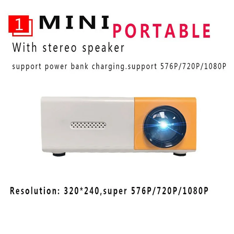 AA87 School Season Multi-Functional Classroom Mini Projector Easy To Use With EU Plug,Black-White