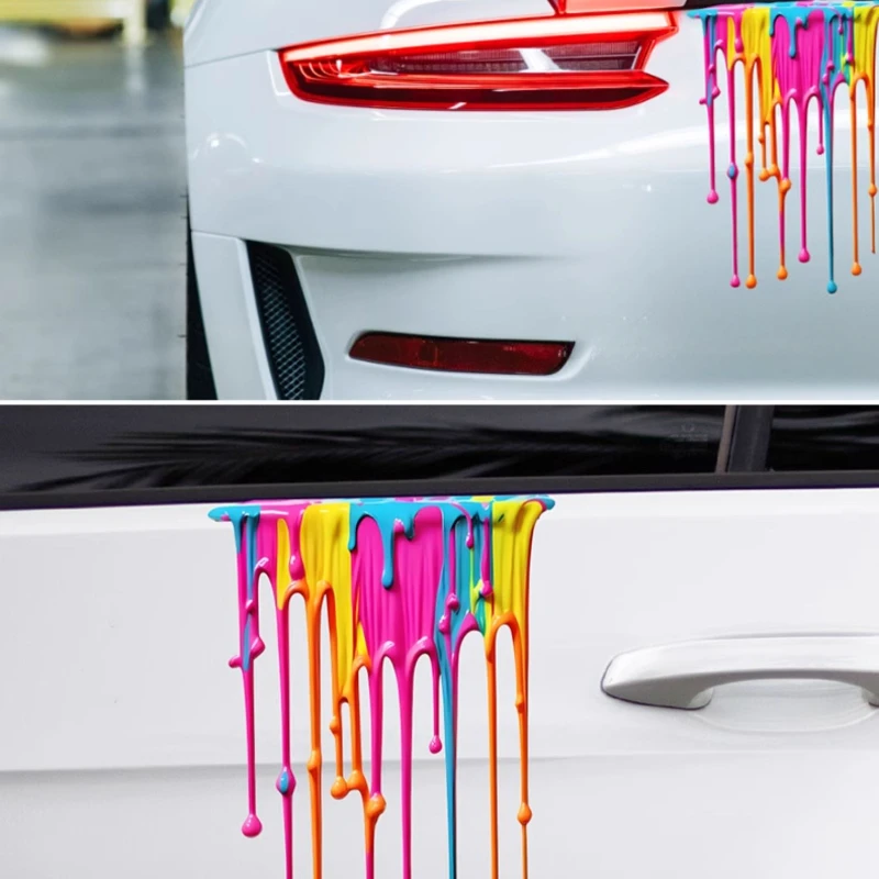 ملصقات سيارة بألوان قوس قزح ذاتية اللصق لمصد الجسم ، شارات فينيل ، إكسسوارات سيارات ، زينة تغطي الخدش ، سائل ، 1 من من.