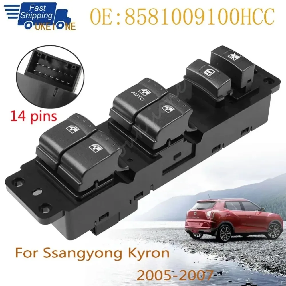 Front Driver Side Electric Power Window Control Switch Lifter Button for Ssangyong Kyron 2005-2007 Car Accessories 8581009100HCC