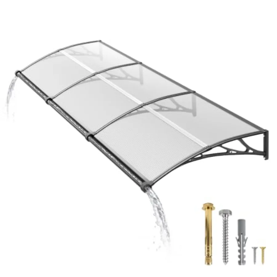 Door Awning Polycarbonate Overhang Canopy UV Protection Rain Proof
