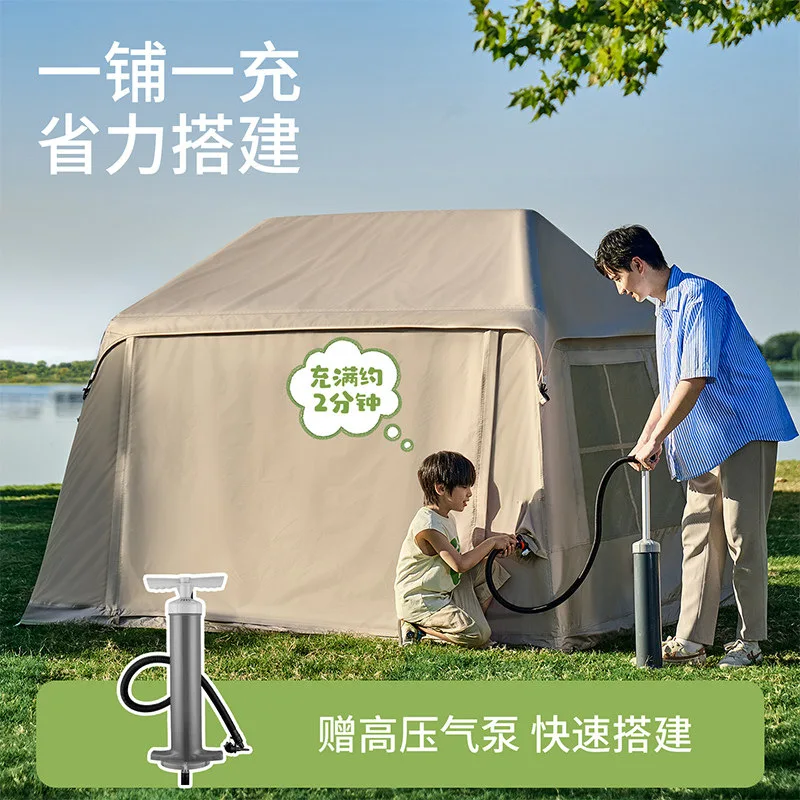 Inflatable tent two-in-one outdoor overnight camping sun protection rainstorm protection thickened hut tent