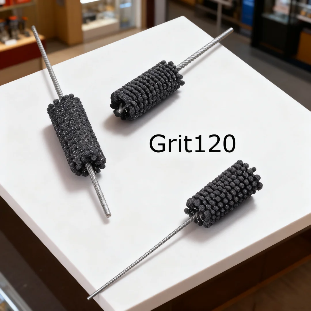 1pcs Grit120 Abrasive Ball Deburring Brush Inner Hole Grinding Head Pipe Polishing Brush Tube Cleanin Brush Total Length 200mm