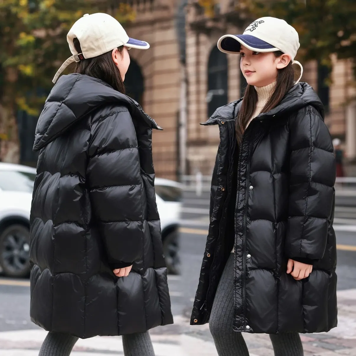 OLEKID 2025 سترة شتوية للفتيات مقنعين دافئ طويل في سن المراهقة فتاة سترة منفوخة معطف 5-12 سنة الاطفال سترة طفلة ملابس خارجية