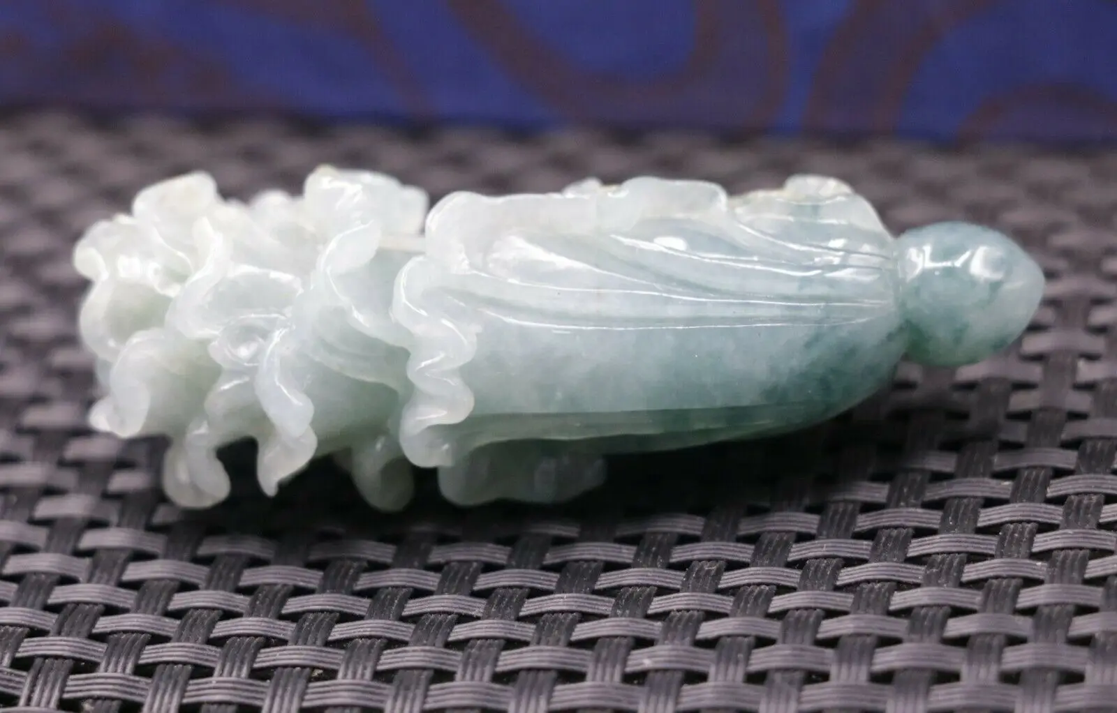 Chinese Natural A+ Icy Jadeite Jade Cabbage Gongxifacai Amulet Pendant Carving Timestown 20201126A