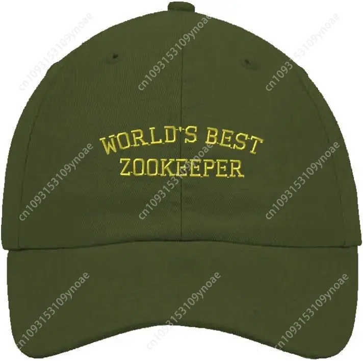 

Custom Soft Baseball Cap Worlds Best Zookeeper Embroidery Twill Cotton Dad Hats For Men & Women Buckle Closure Olive Green Desig