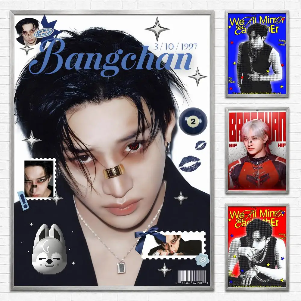 Idol Bang Chan Poster Self‑Adhesive Waterproof PP Poster Coffee House Bar Wall Art Sticker Room Home Decor