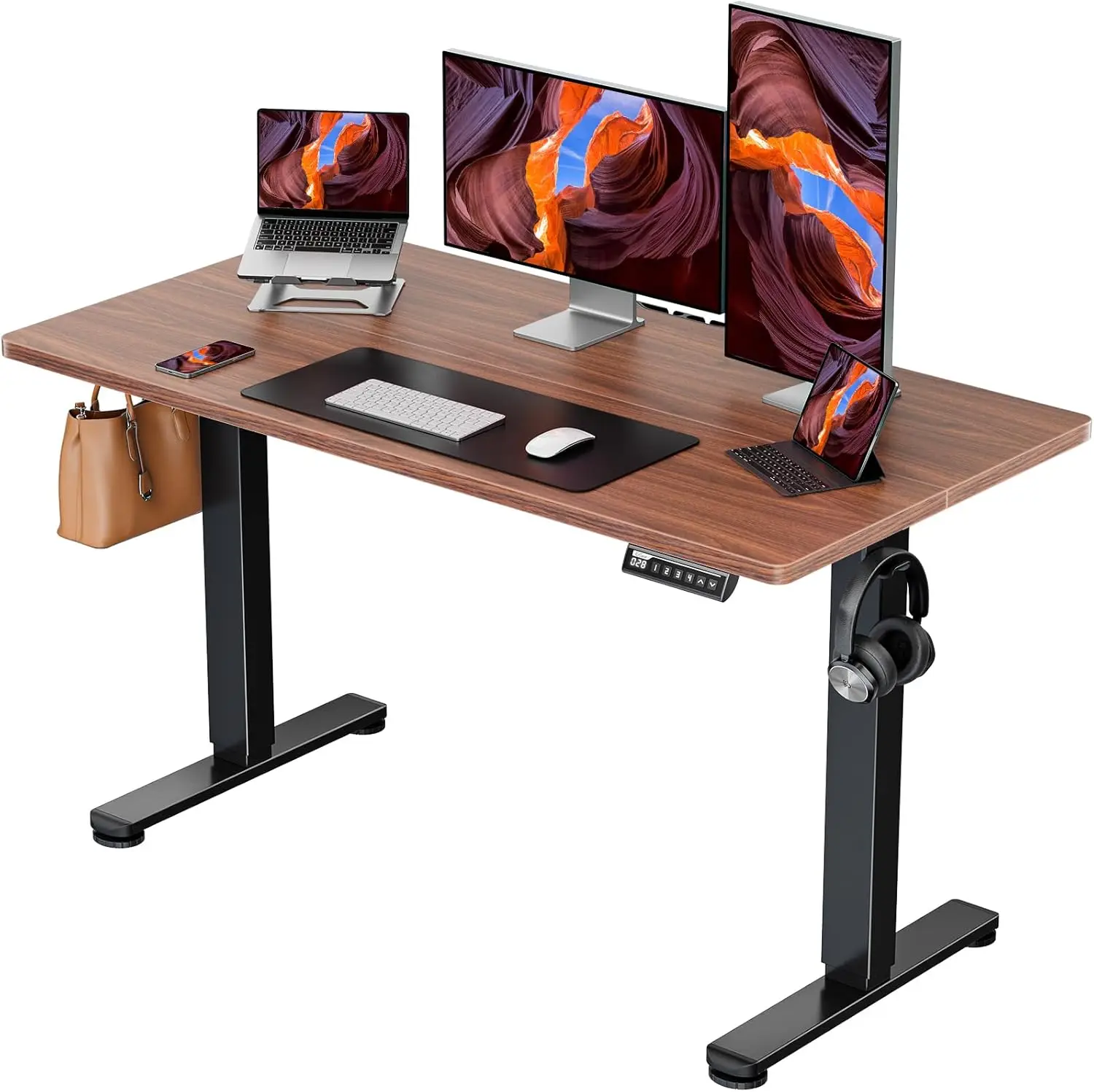 

Height Adjustable Electric Standing Desk, 48 x 24 Inches Sit Stand up Desk, Memory Computer Home Office Desk with Two-Piece Desk