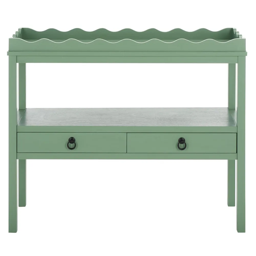 

Console Table, Sage Green Finish with 2 Drawers and Lower Shelf, Customized