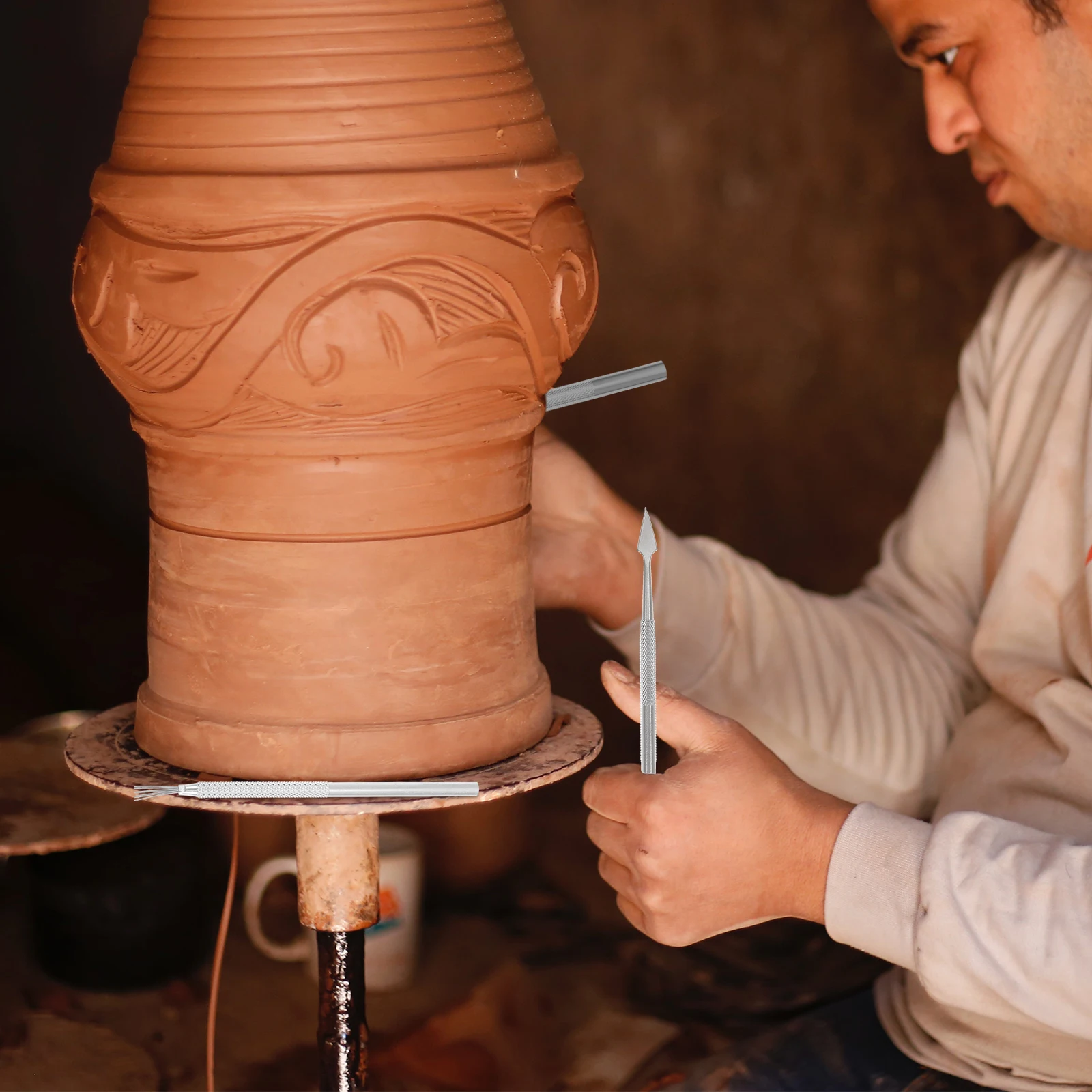 

6Pcs Stainless Steel Sculpting Tools Kit for Clay Carving Scraping Modeling Pottery Supplies Pottery Tools Clay Carving Tool