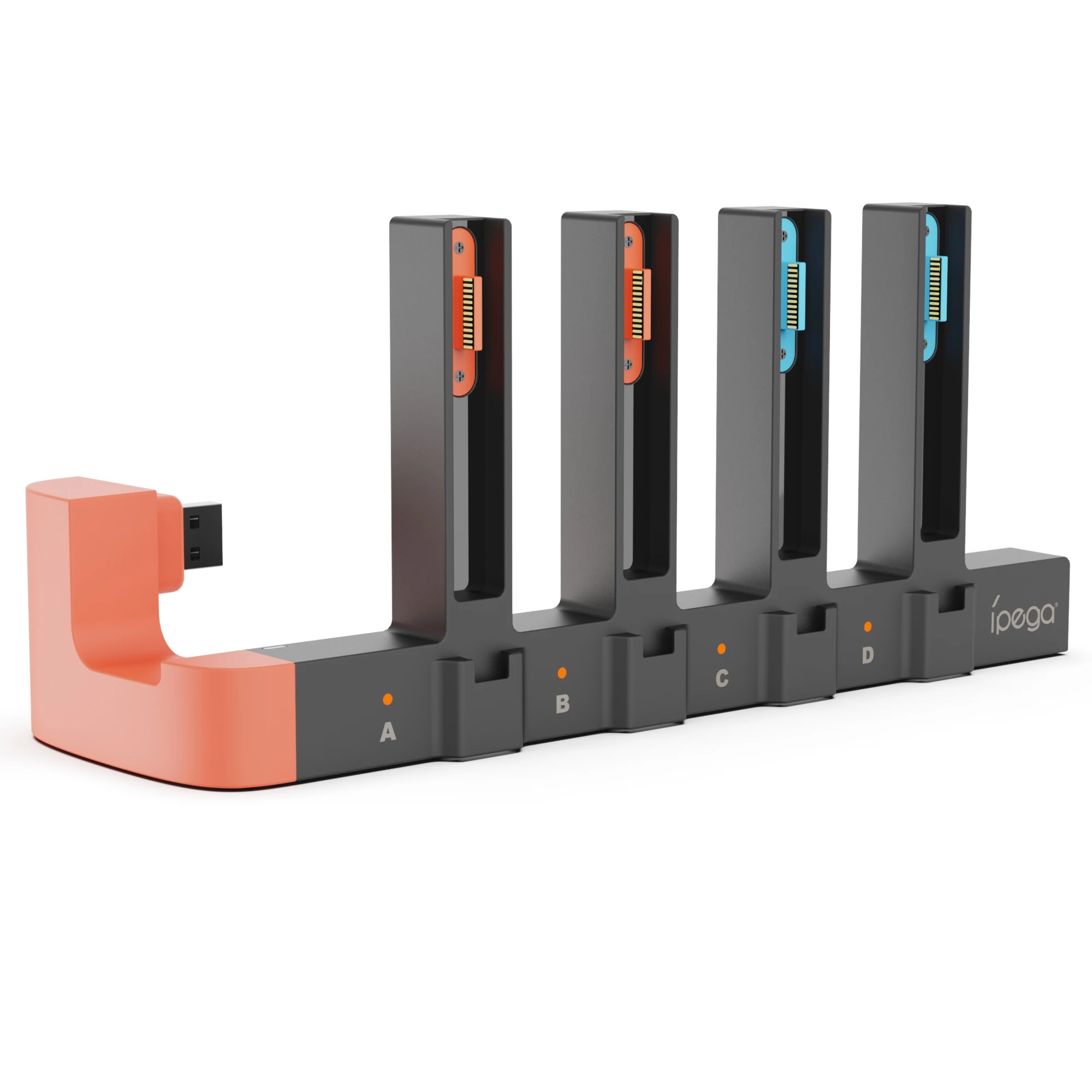 قاعدة شحن IPega PG-2186 للتبديل/OLED، مفتاح 2 مع منافذ Joy-Con ذات 8 فتحات، 1 محور USB 2.0 ومؤشرات LED