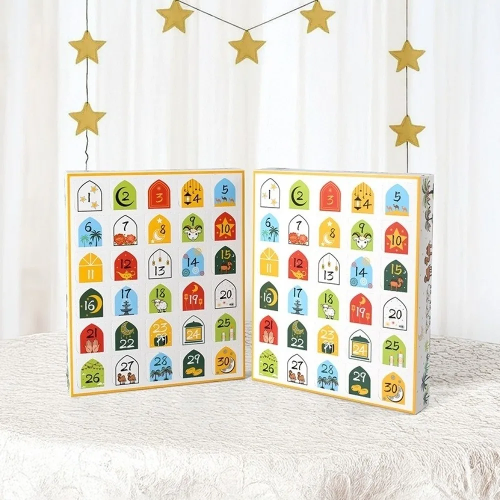 

30 Empty Grid Ramadan Advent Calendar Box Paper Quick-release Surprise Gift Box Middle East Theme Daily Surprise