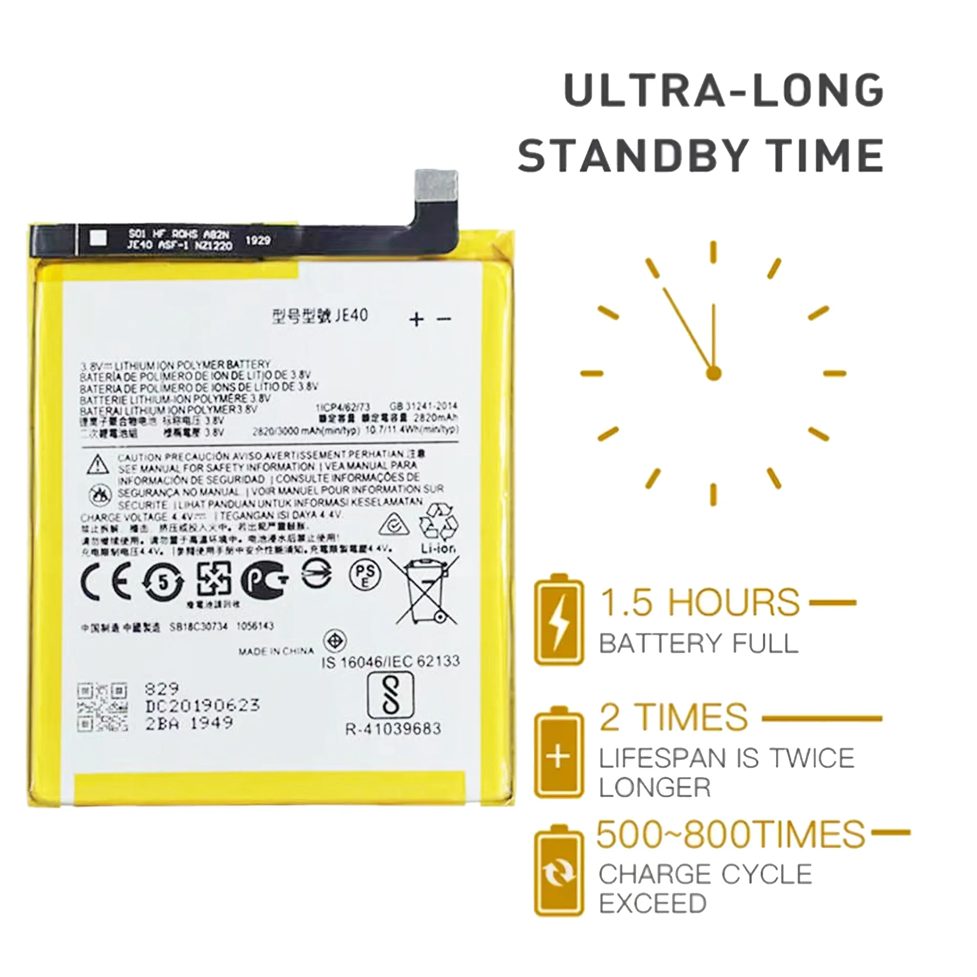 JE40 Battery JE40 For Motorola One Moto Z3 Moto G7 Play XT1941 XT1952-1 XT1952-2 XT Original Capacity Mobile Phone Bat