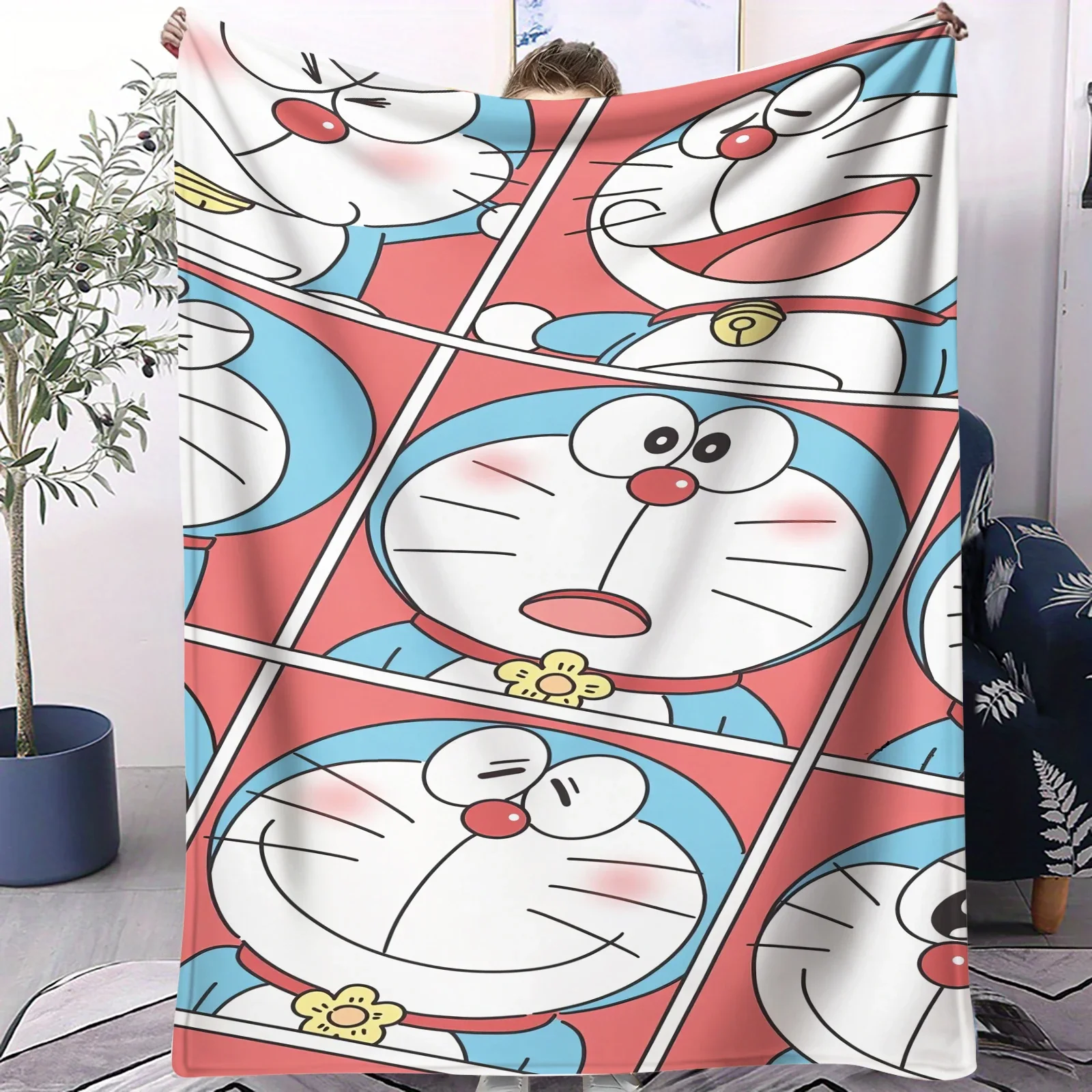 

Уютное теплое фланелевое одеяло Doraemon MultiExpression для детей, мальчиков и девочек, для дома, гостиной, кемпинга, офиса, пикника, декора